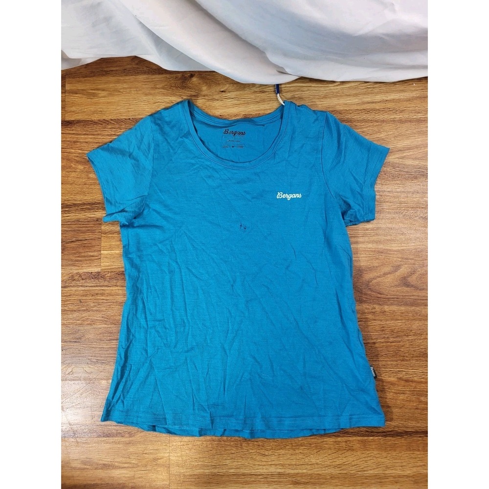 Bergans Of Norway Rabot Emblam Wool Tee Womans Medium Blue Flaw
